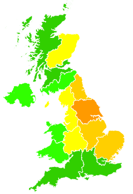Click on a region for air pollution levels for 15/02/2015