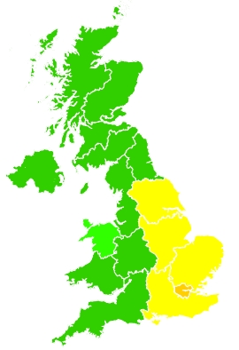 Click on a region for air pollution levels for 15/02/2023