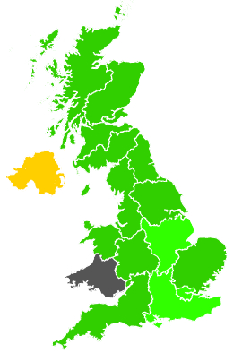 Click on a region for air pollution levels for 15/03/1992