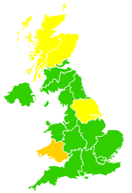 Click on a region for air pollution levels for 15/03/2004
