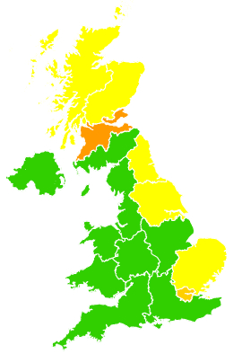 Click on a region for air pollution levels for 15/03/2006