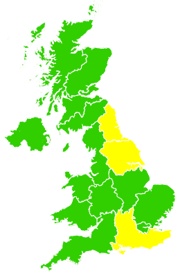 Click on a region for air pollution levels for 15/03/2009