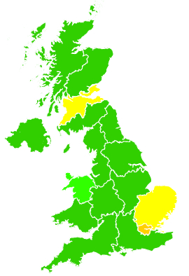 Click on a region for air pollution levels for 15/03/2011