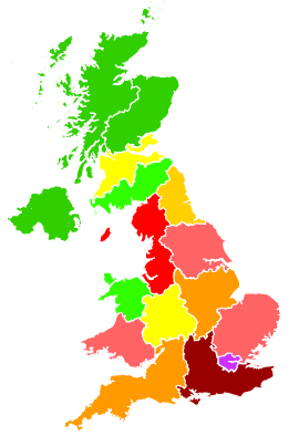 Click on a region for air pollution levels for 15/03/2012