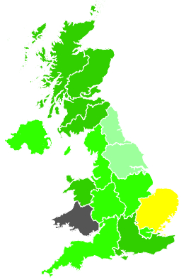 Click on a region for air pollution levels for 15/04/1988