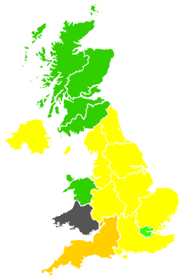 Click on a region for air pollution levels for 15/04/1991