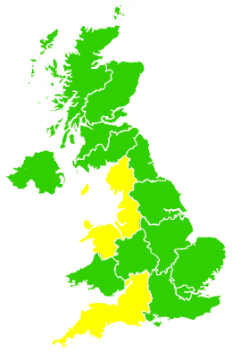 Click on a region for air pollution levels for 15/04/1995
