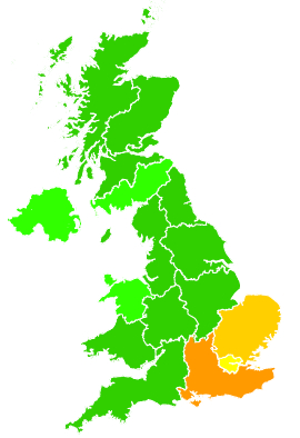 Click on a region for air pollution levels for 15/04/1996
