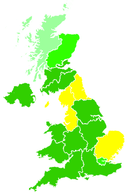 Click on a region for air pollution levels for 15/04/2002
