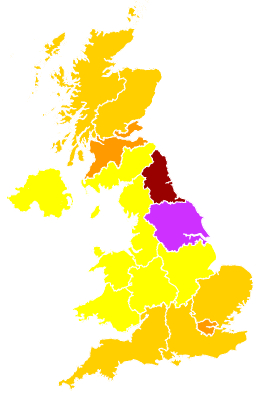 Click on a region for air pollution levels for 15/04/2003