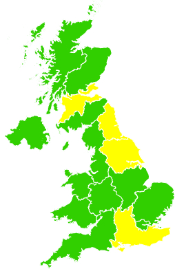Click on a region for air pollution levels for 15/04/2005