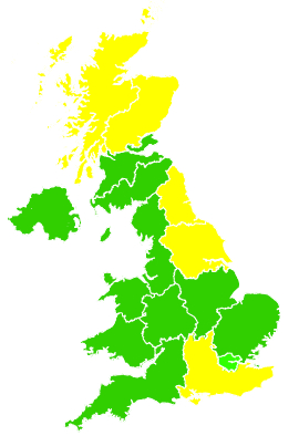Click on a region for air pollution levels for 15/05/1992