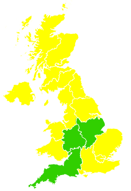 Click on a region for air pollution levels for 15/05/1994