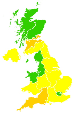 Click on a region for air pollution levels for 15/05/1997
