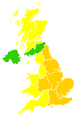 Click on a region for air pollution levels for 15/05/2000