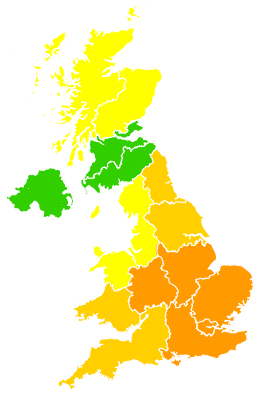Click on a region for air pollution levels for 15/06/2003