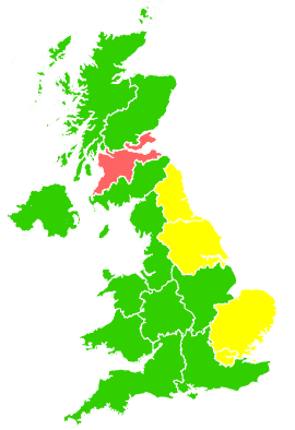 Click on a region for air pollution levels for 15/06/2009