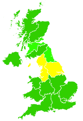 Click on a region for air pollution levels for 15/06/2020