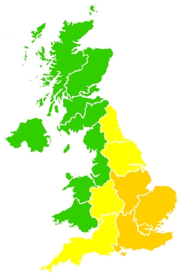 Click on a region for air pollution levels for 15/06/2022