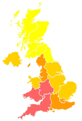 Click on a region for air pollution levels for 15/06/2023