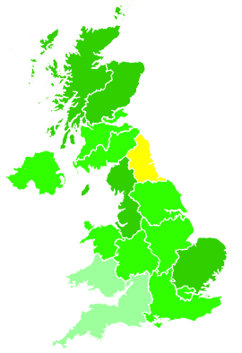 Click on a region for air pollution levels for 15/07/1992