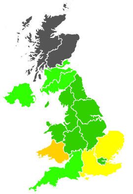 Click on a region for air pollution levels for 15/07/1994