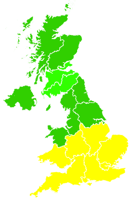 Click on a region for air pollution levels for 15/07/2002
