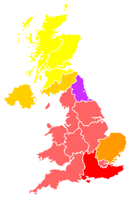 Click on a region for air pollution levels for 15/07/2003