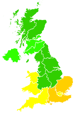 Click on a region for air pollution levels for 15/07/2005