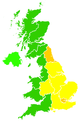 Click on a region for air pollution levels for 15/07/2011