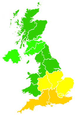 Click on a region for air pollution levels for 15/07/2013