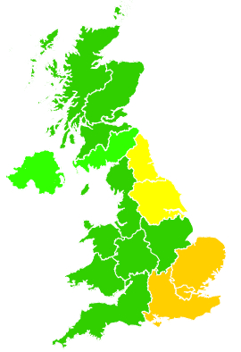 Click on a region for air pollution levels for 15/07/2018