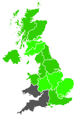 Click on a region for air pollution levels for 15/08/1990
