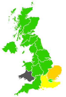 Click on a region for air pollution levels for 15/08/1991