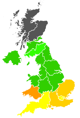 Click on a region for air pollution levels for 15/08/1994