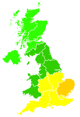 Click on a region for air pollution levels for 15/08/1995