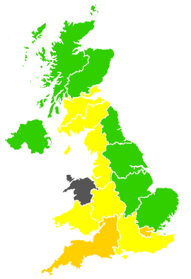 Click on a region for air pollution levels for 15/08/1996