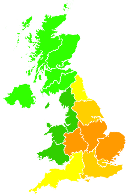 Click on a region for air pollution levels for 15/08/2001
