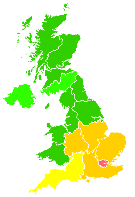 Click on a region for air pollution levels for 15/08/2002