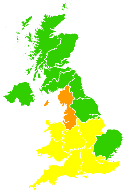 Click on a region for air pollution levels for 15/08/2003