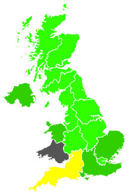 Click on a region for air pollution levels for 15/09/1990