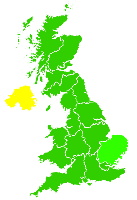 Click on a region for air pollution levels for 15/09/1994
