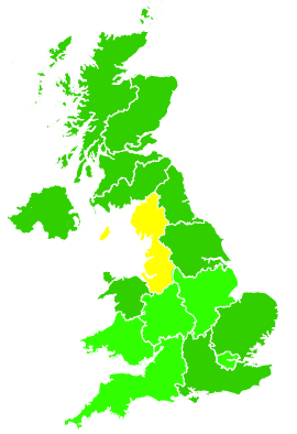 Click on a region for air pollution levels for 15/09/1995