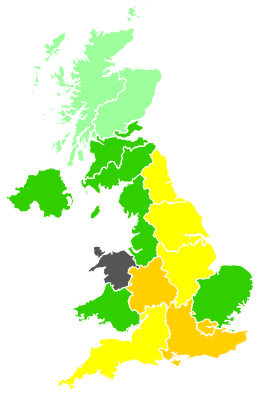 Click on a region for air pollution levels for 15/09/1996