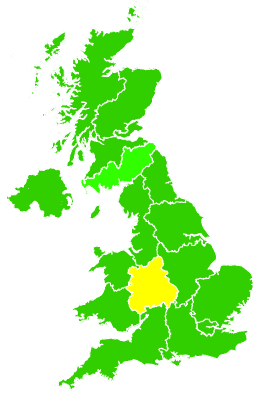 Click on a region for air pollution levels for 15/09/2005