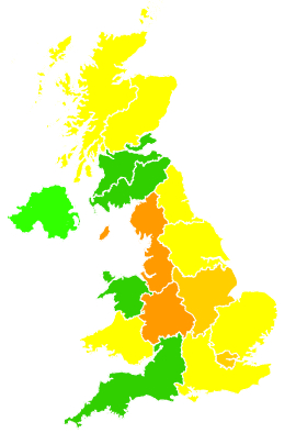 Click on a region for air pollution levels for 15/09/2016