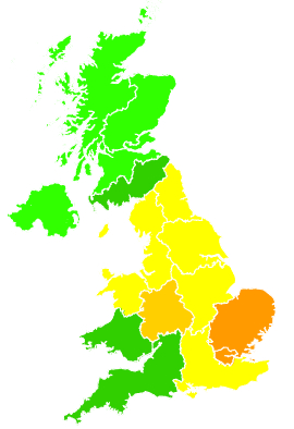 Click on a region for air pollution levels for 15/09/2020