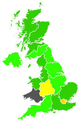 Click on a region for air pollution levels for 15/11/1988