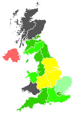 Click on a region for air pollution levels for 15/11/1991