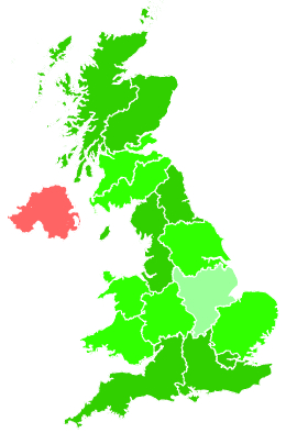 Click on a region for air pollution levels for 15/11/1992
